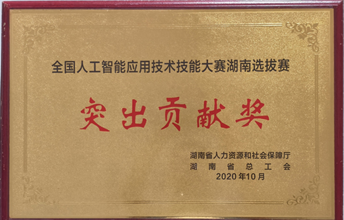 全国人工智能应用技术技能大赛湖南选拔赛突出贡献奖