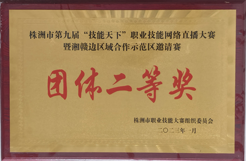 株洲市第九届“技能天下”职业技能网络直播大赛暨湘赣边区域合作示范区邀请赛团体二等奖